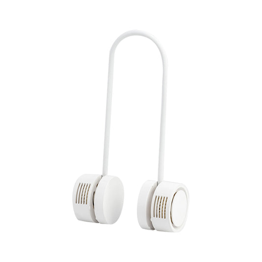 Rolling Bladeless Neckband Rechargeable Portable Fan White