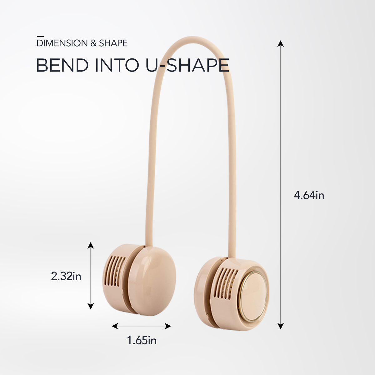 Curling  Bladeless Neckband Rechargeable Portable Fan Beige